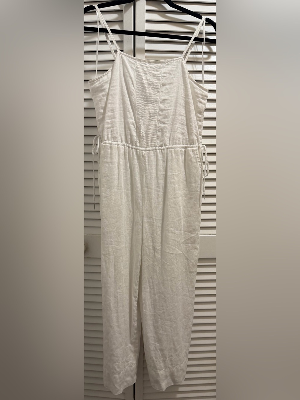 NWT Magaschoni White 100% Linen Cropped Wide Leg Jumpsuit Size XS